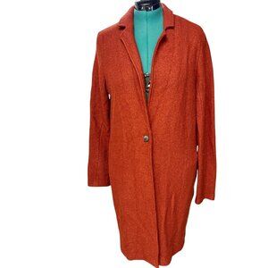 Rachel Zoe Orange Wool and Rayon Long Coat Size L